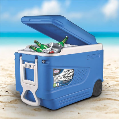 Asian Thermo Wagon Insulated Ice Cooler 45Ltr with Wheels Blue