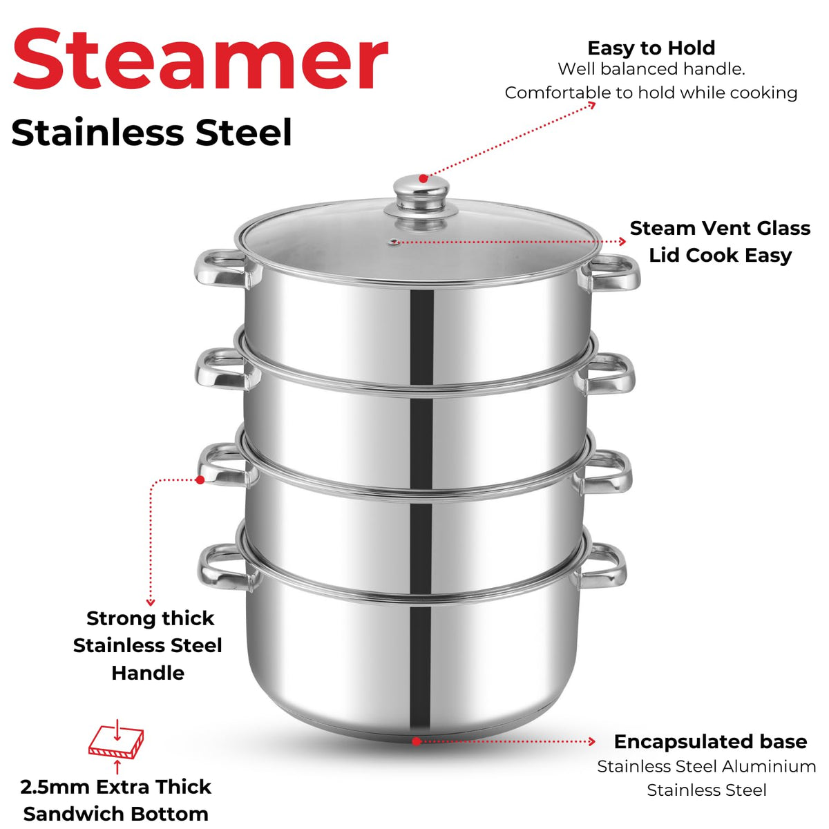 Vinod 4 Tier Steamer W/Lid 30Cm
