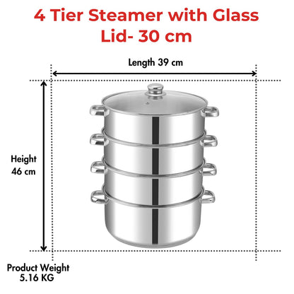 Vinod 4 Tier Steamer W/Lid 30Cm