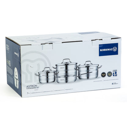 Korkmaz Astron 7 Pcs Cookware Set A2054