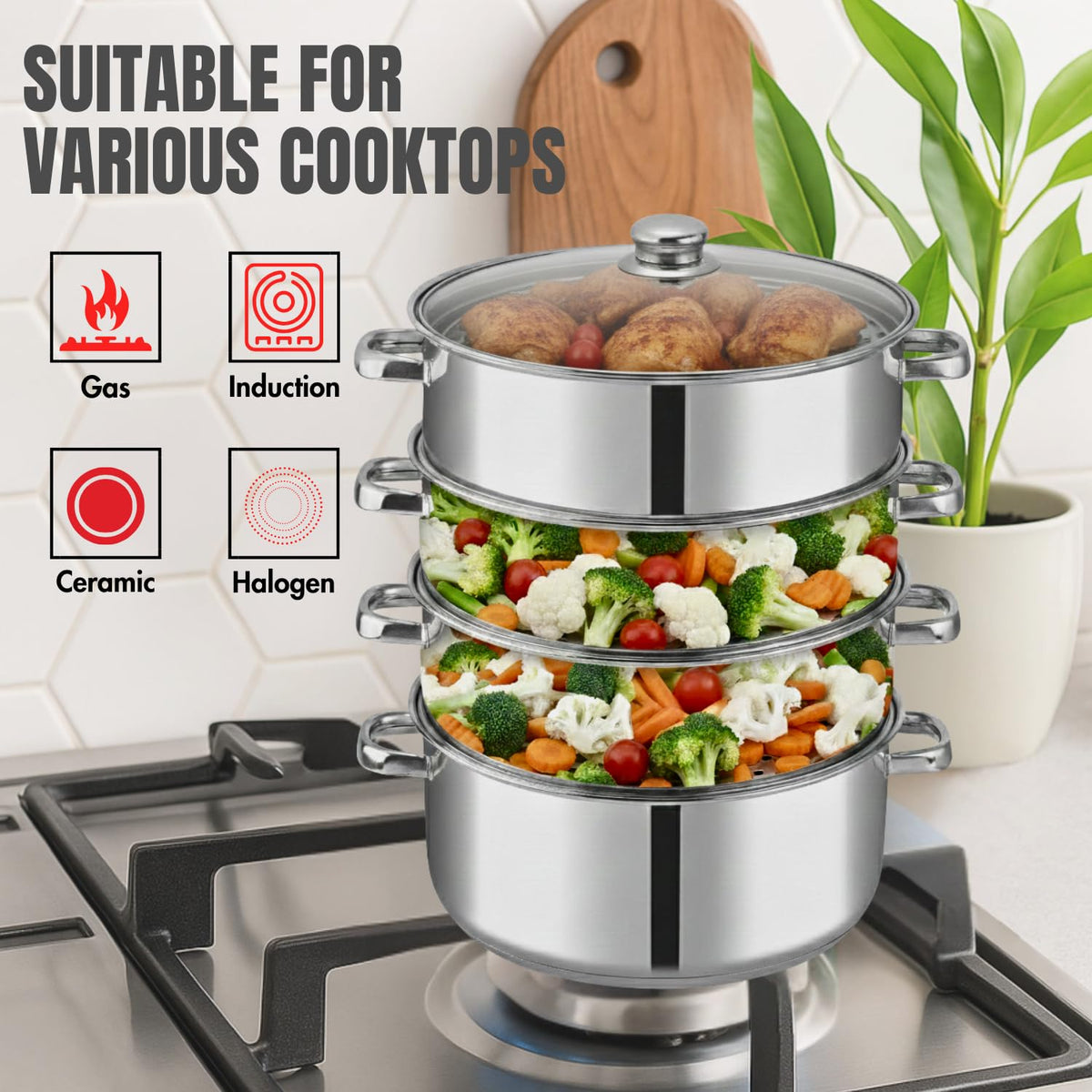 Vinod 4 Tier Steamer W/Lid 30Cm