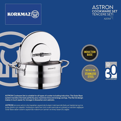 Korkmaz Astron 7 Pcs Cookware Set A2054