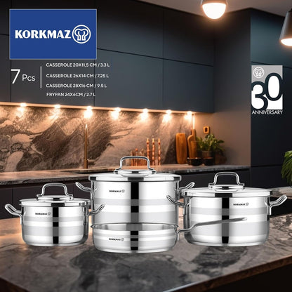 Korkmaz Astron 7 Pcs Cookware Set A2054