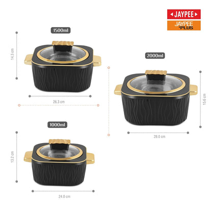 Jaypee Crinkle Klass Casserole Set Of 3 (1000+1500+2000)