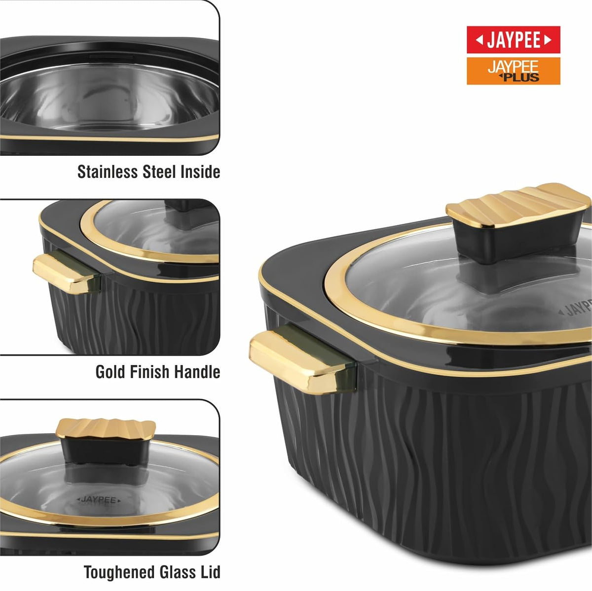 Jaypee Crinkle Klass Casserole Set Of 3 (1000+1500+2000)