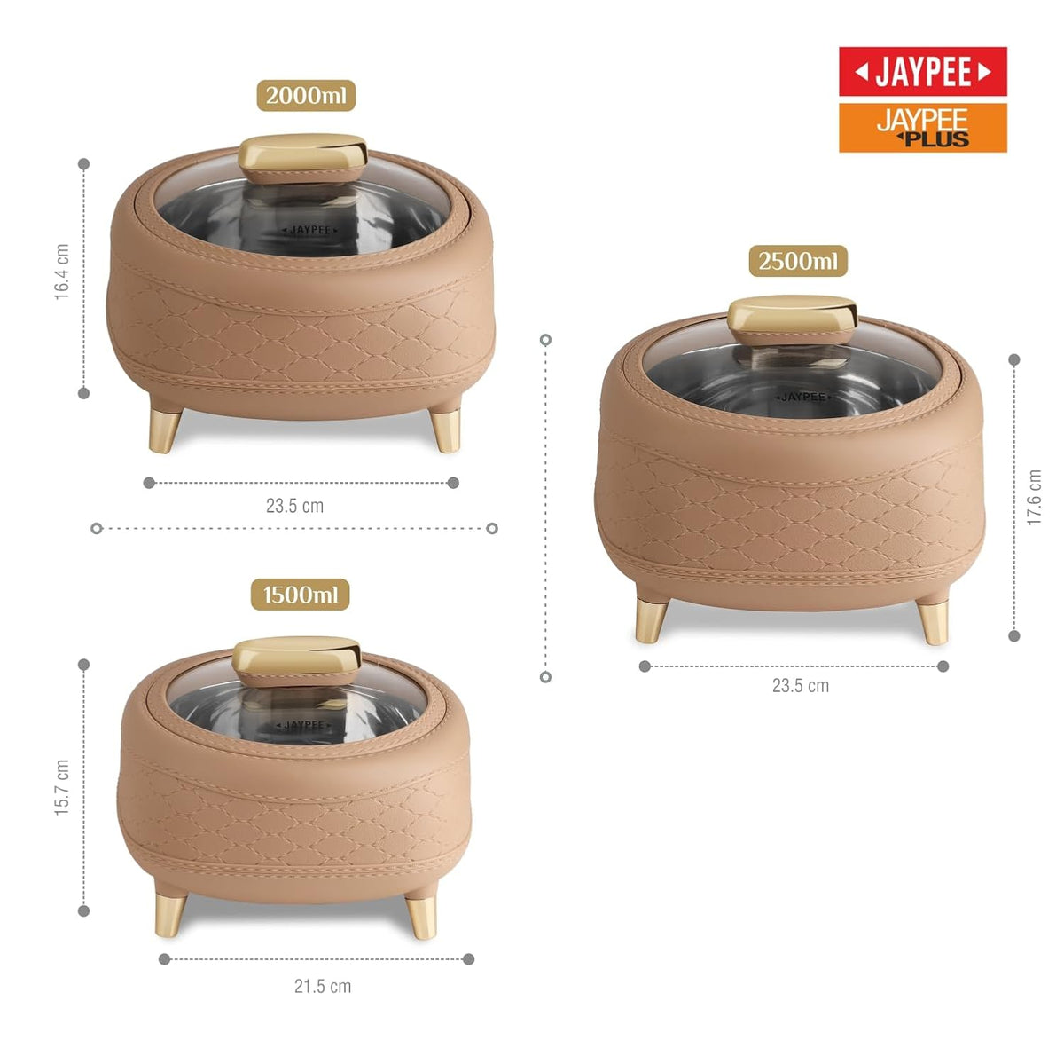 Jaypee Kingston Klass Casserole Set Of 3 (1500/2000/2500Ml)
