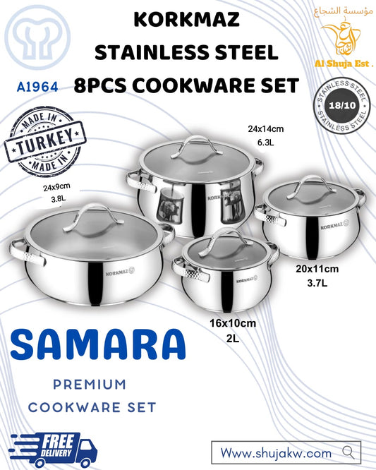Korkmaz A1964 Samara 8Pcs Cookware Set