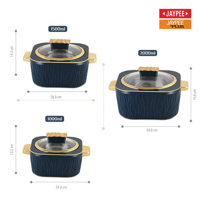 Jaypee Crinkle Klass Casserole Set Of 3 (1000+1500+2000)