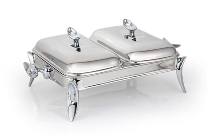 Mat Steel Silver Rectangle Chafing Dish W/Warmer Double