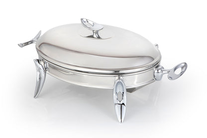 Mat Steel Silver Oval Chafing Dish W/Warmer Large