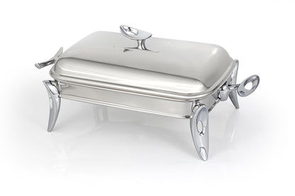 Mat Steel Silver Rectangle Chafing Dish W/Warmer Medium