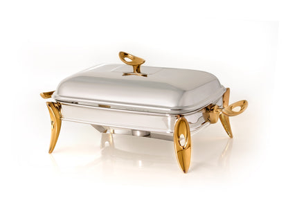 Mat Steel Gold Rectangle Chafing Dish W/Warmer Small