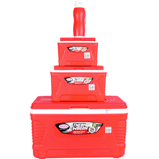 Asian Thermo Wagon Ice Cooler Set Of 4  Large Red