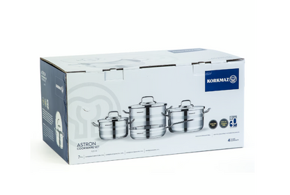Korkmaz Astron 7 Pcs Cookware Set A2054