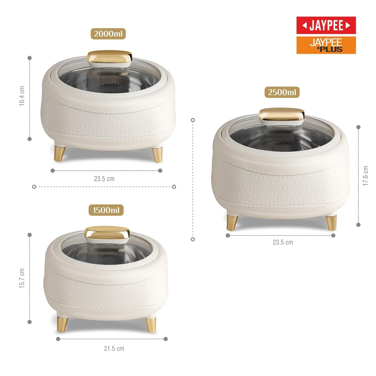 Jaypee Kingston Klass Casserole Set Of 3 (1500/2000/2500Ml)