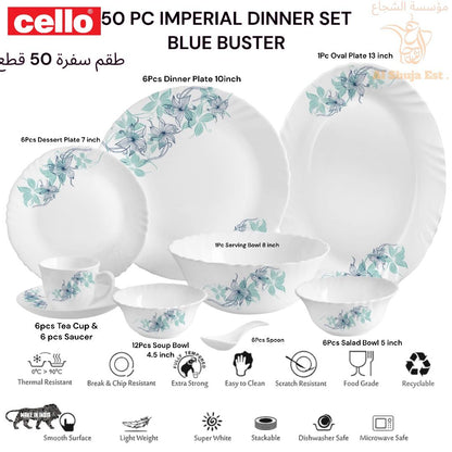 Cello 50 Pc Imperial Dinner Set Blue Buster