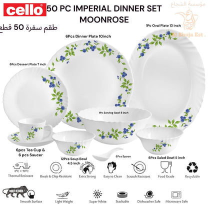 Cello 50 Pc Imperial Dinner Set Moonrose