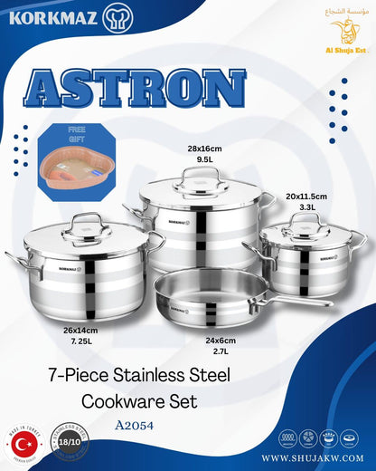 Korkmaz A2054 Astron 7 Pcs Cookware Set | Stainless Steel Cookware Kuwait