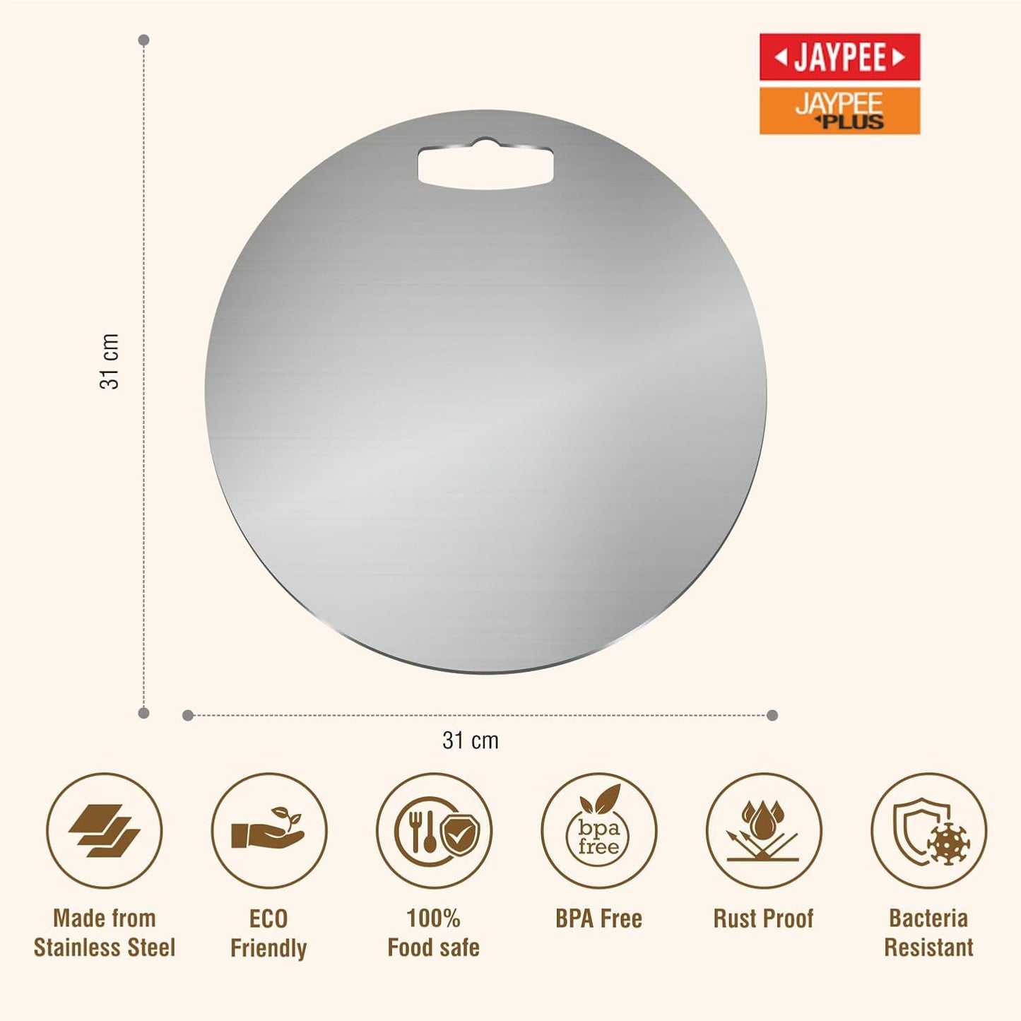Jaypee Kitchen-X Round Ss Chopping Board
