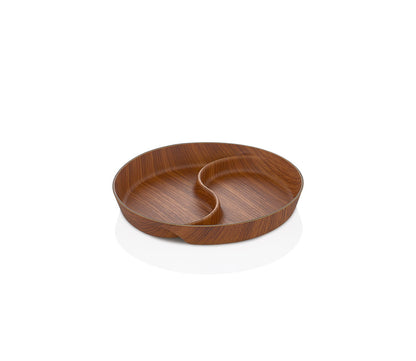Evelin Wood Finish Yin Yang 2 Comp Snack Dish