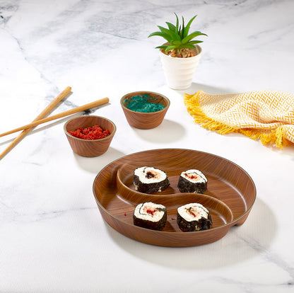 Evelin Wood Finish Yin Yang 2 Comp Snack Dish