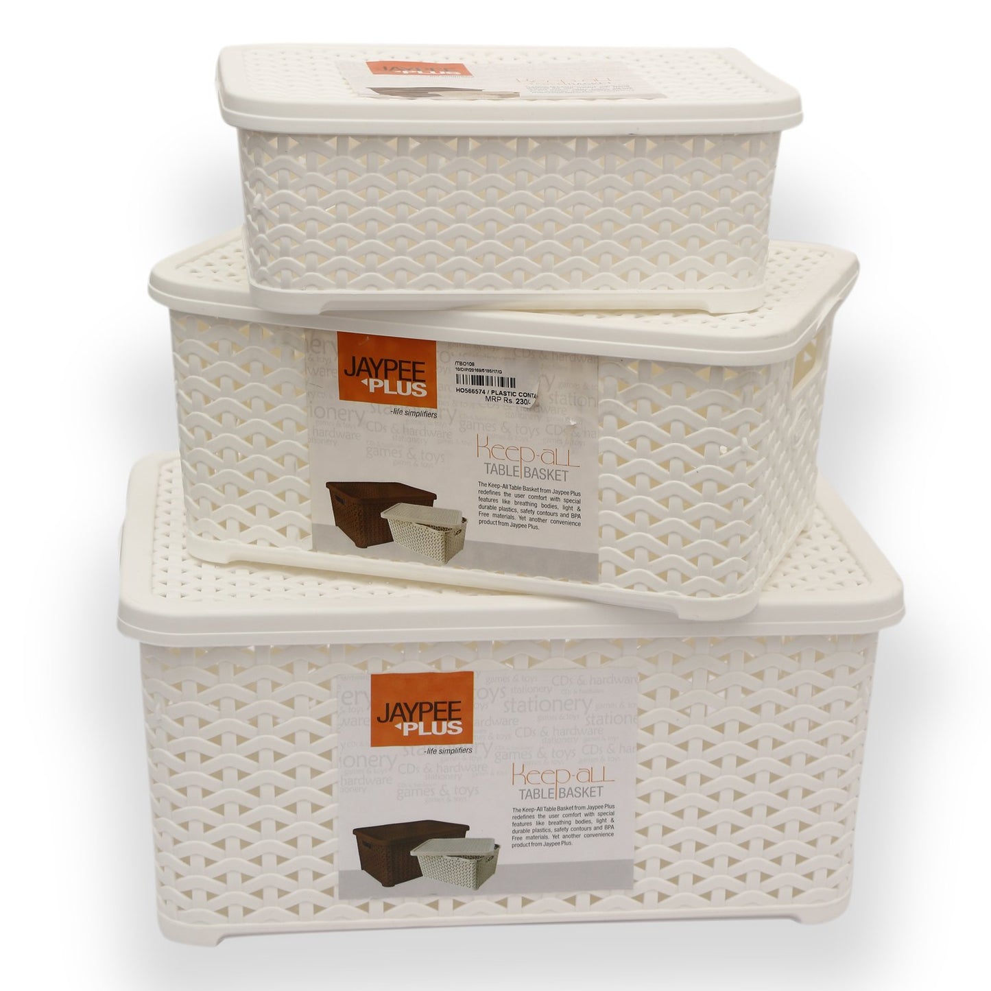 Jaypee Keep All Large Basket W/Cover WHITE