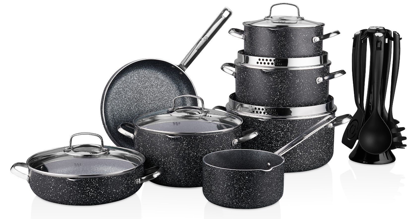 Amor Granite Görümlü 5 Parts Teflon Cookware Set-Black - AliExpress