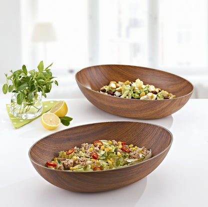 Evelin Wood Finish Large Oval Bowl