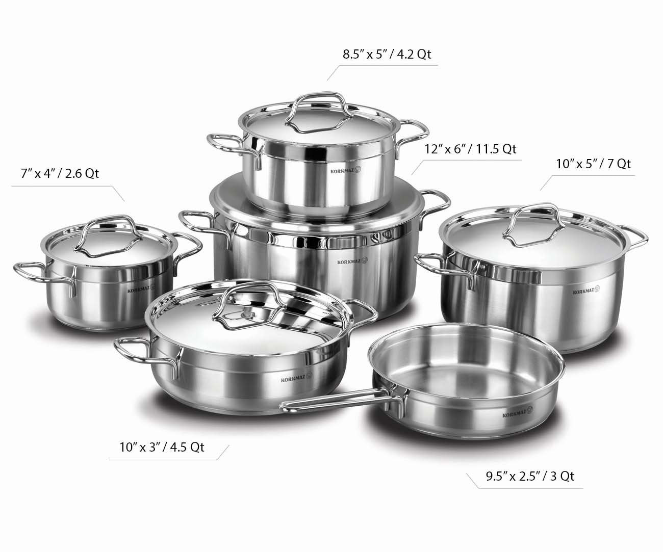 Korkmaz A1641 Alfa 11Pcs Cookware Set