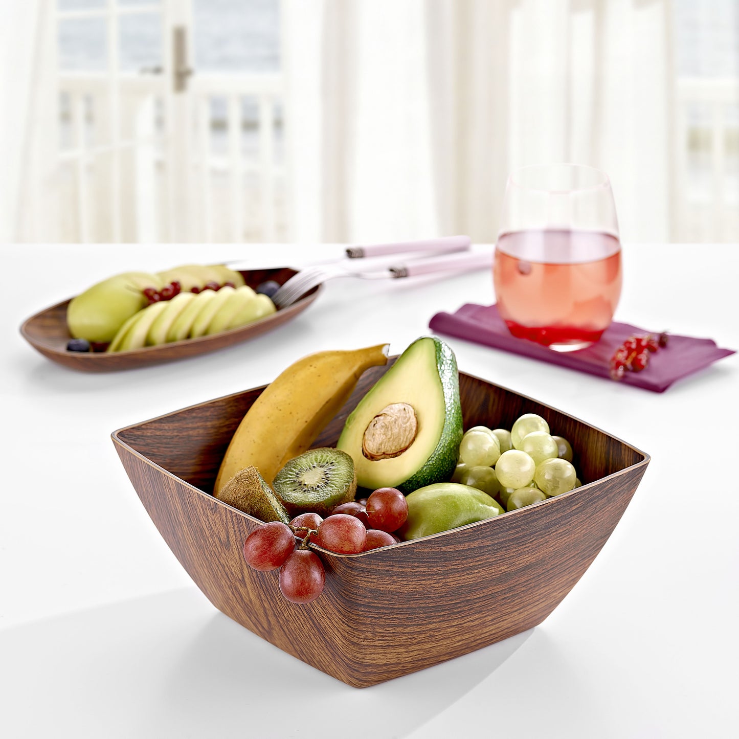 Evelin Wood Finish Extra Large Square Bowl